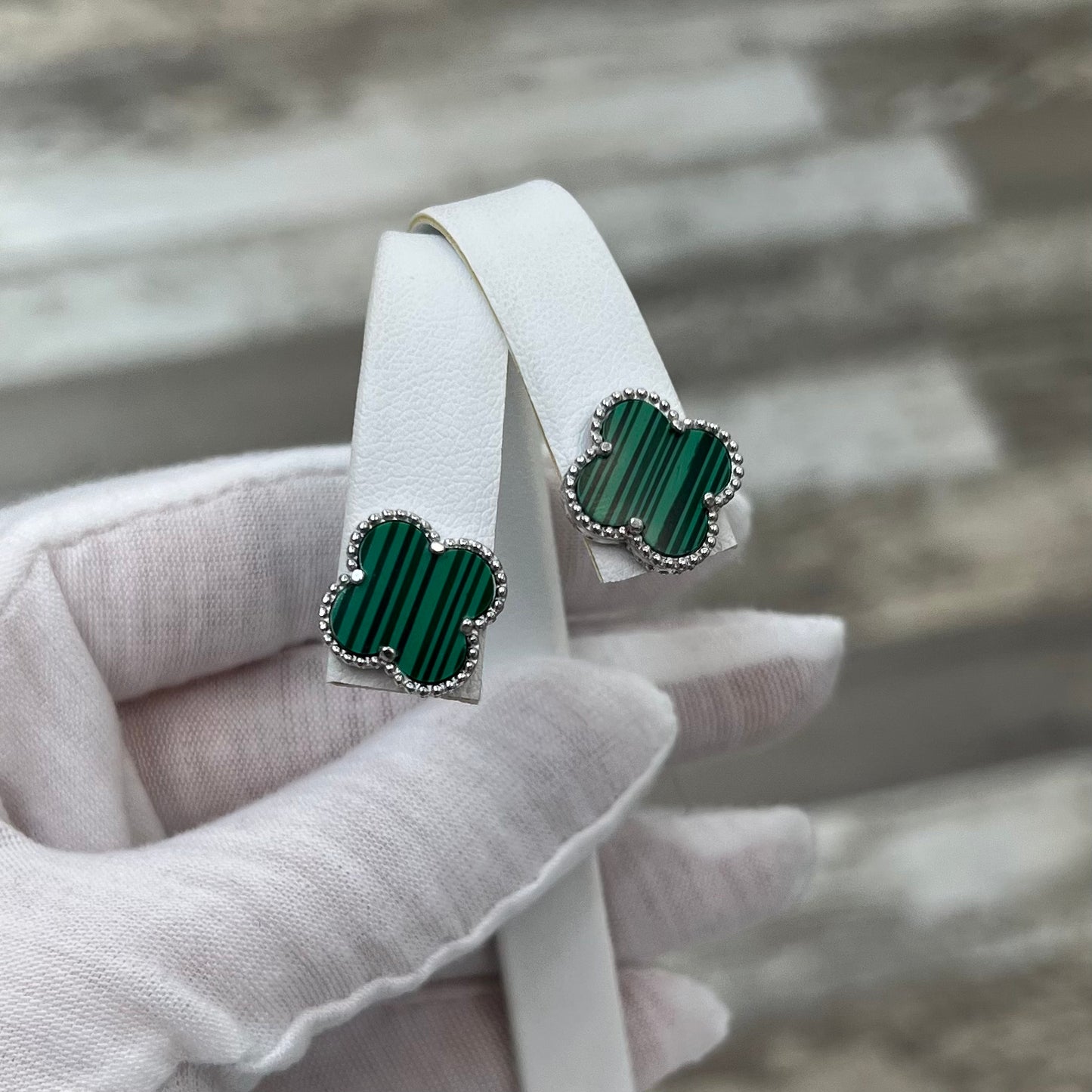 Sterling Silver Malachite Earring
