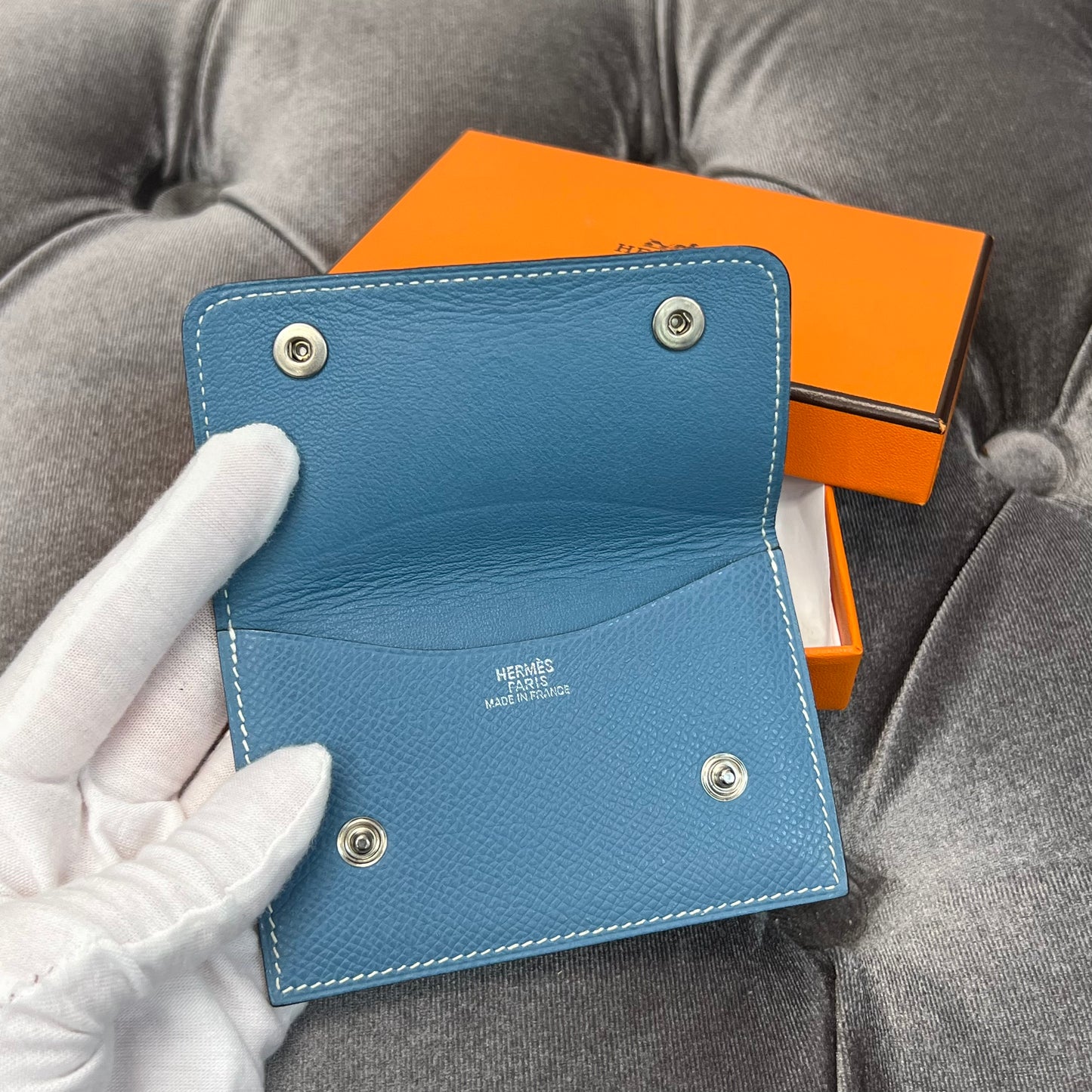 Hermes Cardholder Blue Jean