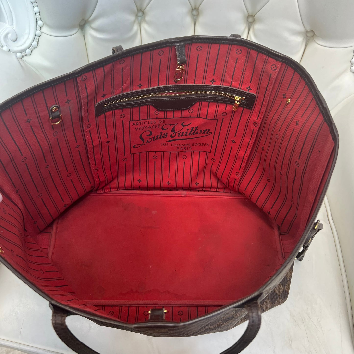 Louis Vuitton Neverfull GM Damier Ebene, Red