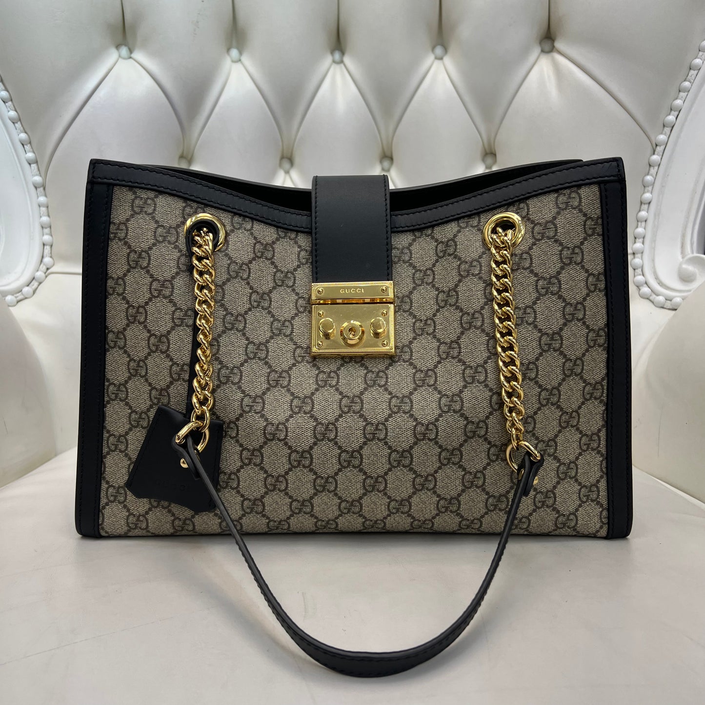 Gucci Monogram Padlock Chain Bag