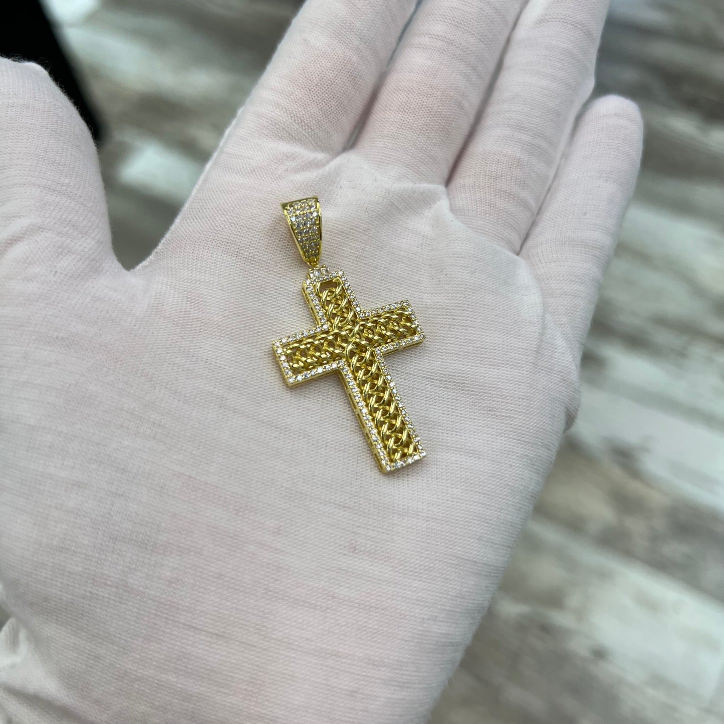 Gold Plated Crystal Cross Pendant