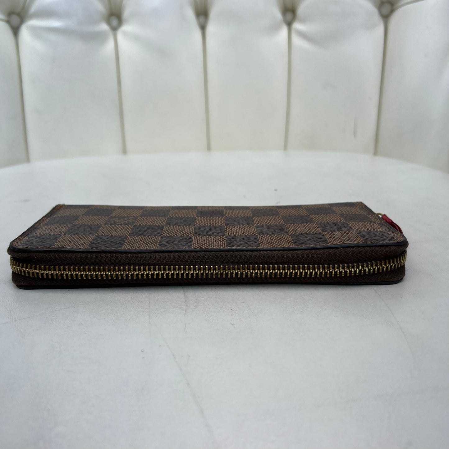 Louis Vuitton Clemence Wallet Damier Ebene Red