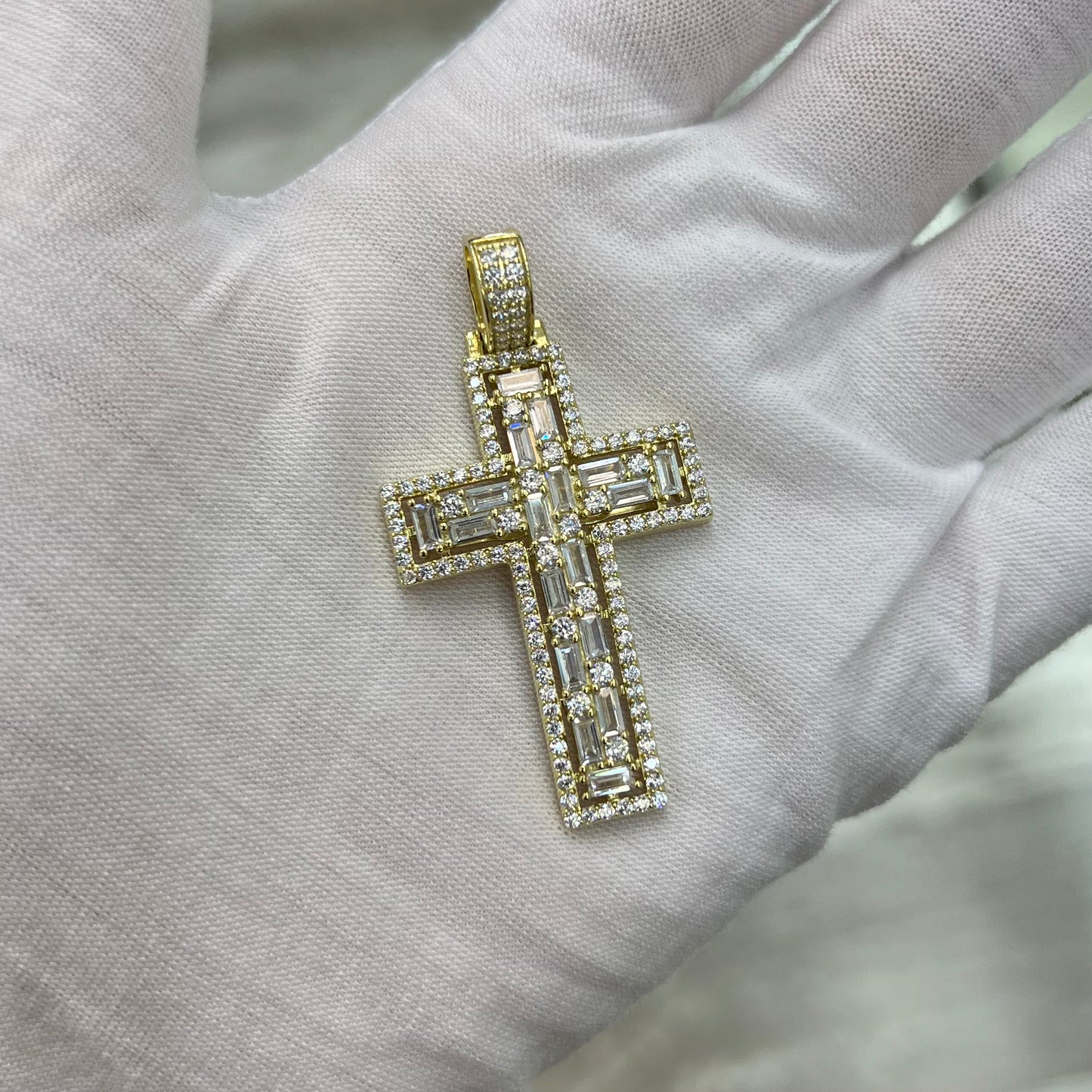 Gold Plated Crystal Cross Pendant