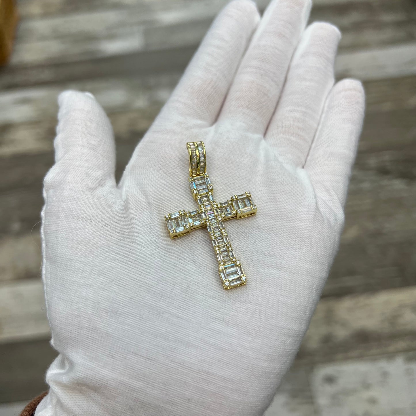 Gold Plated Crystal Cross Pendant