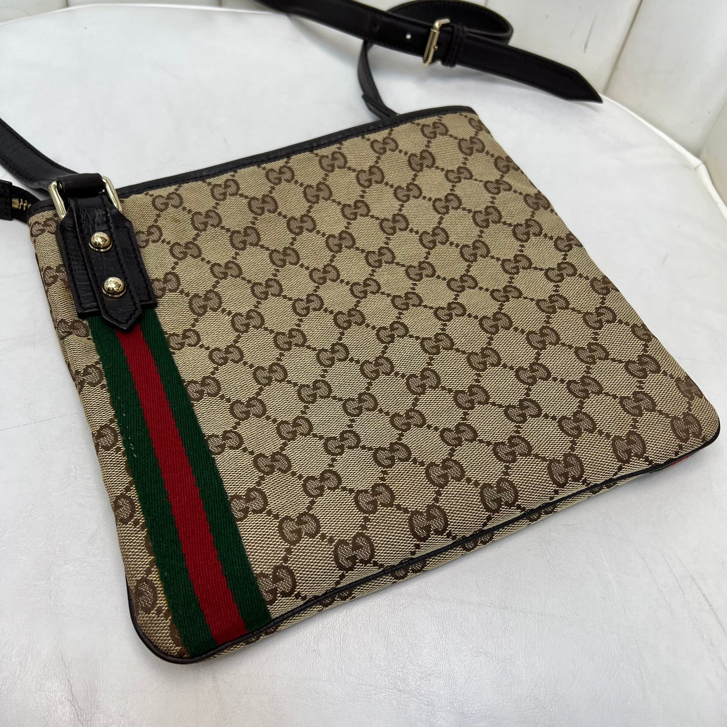 Gucci Monogram Web Jolicoeur Charms Messenger Bag
