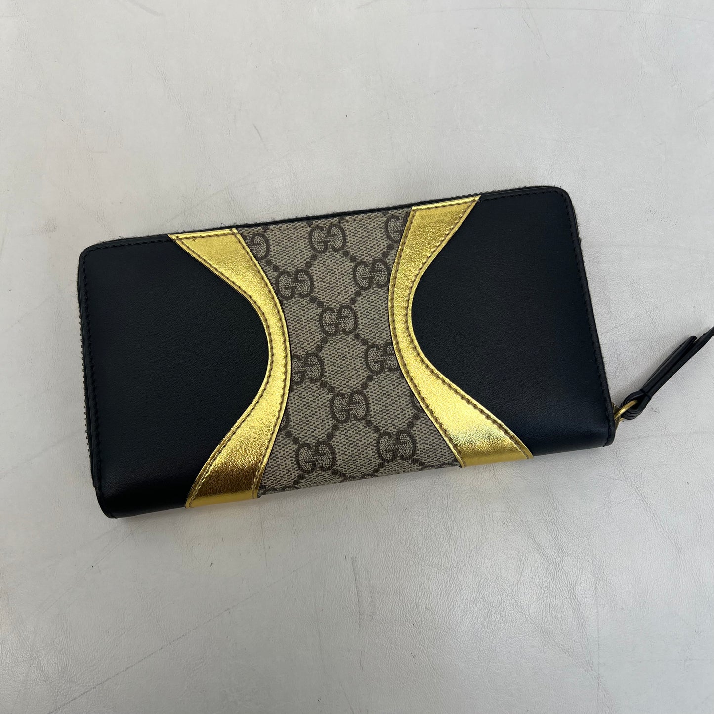 Gucci Zip Wallet Monogram and Gold