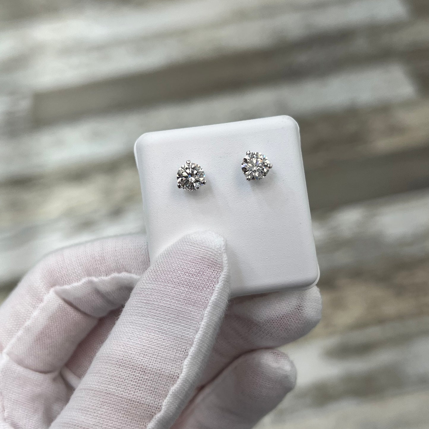 Diamond Studs 1.5ct Lab Created 14k White Gold