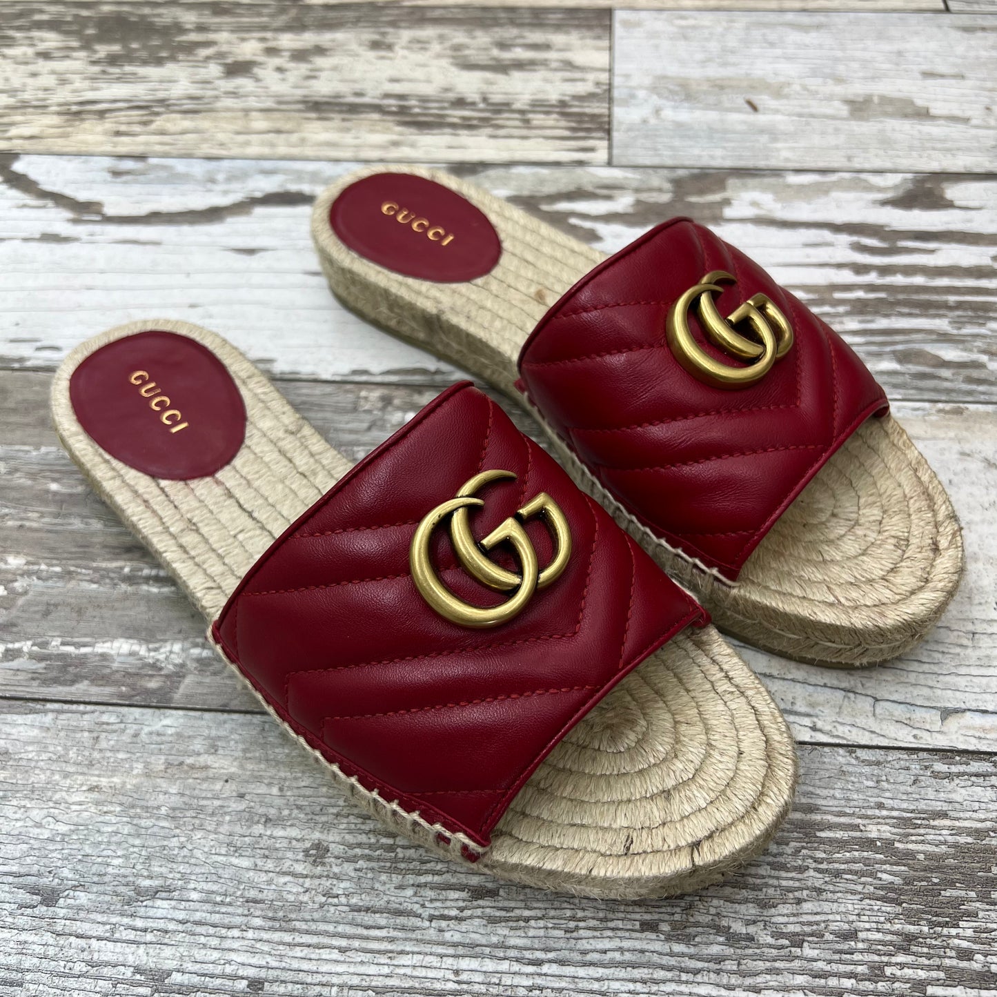 Gucci Marmont Sandal Red Size 38