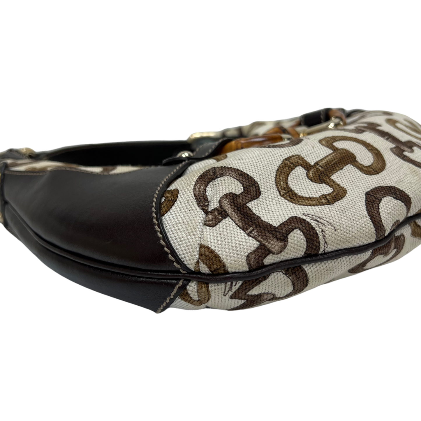 Gucci Canvas Bamboo Horsebit Print Amalfi Hobo