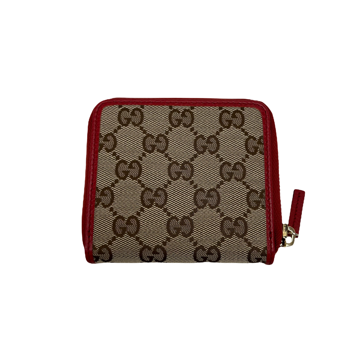 Gucci Beige/Red GG Canvas French Zip Around Wallet