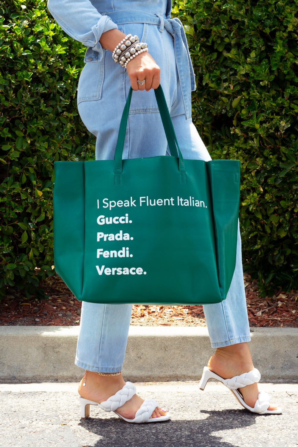 Vegan Leather Fashion Tote with Removable Pouch & Removable Crossbody Strap