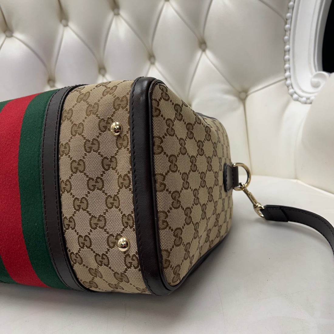 Gucci GG Canvas Web Boston Bag