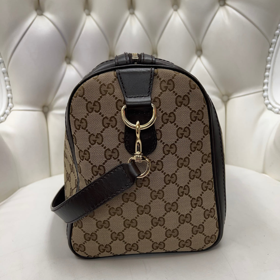 Gucci GG Canvas Web Boston Bag