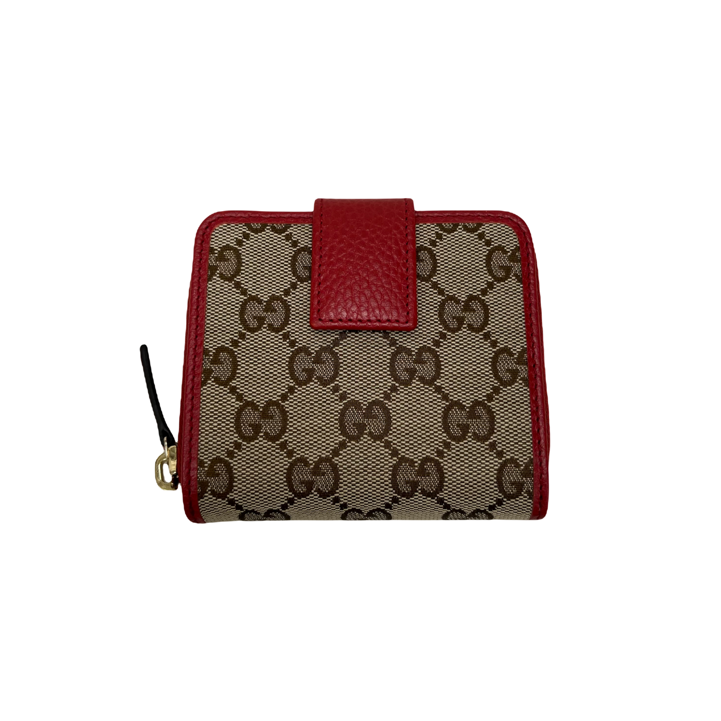 Gucci Beige/Red GG Canvas French Zip Around Wallet