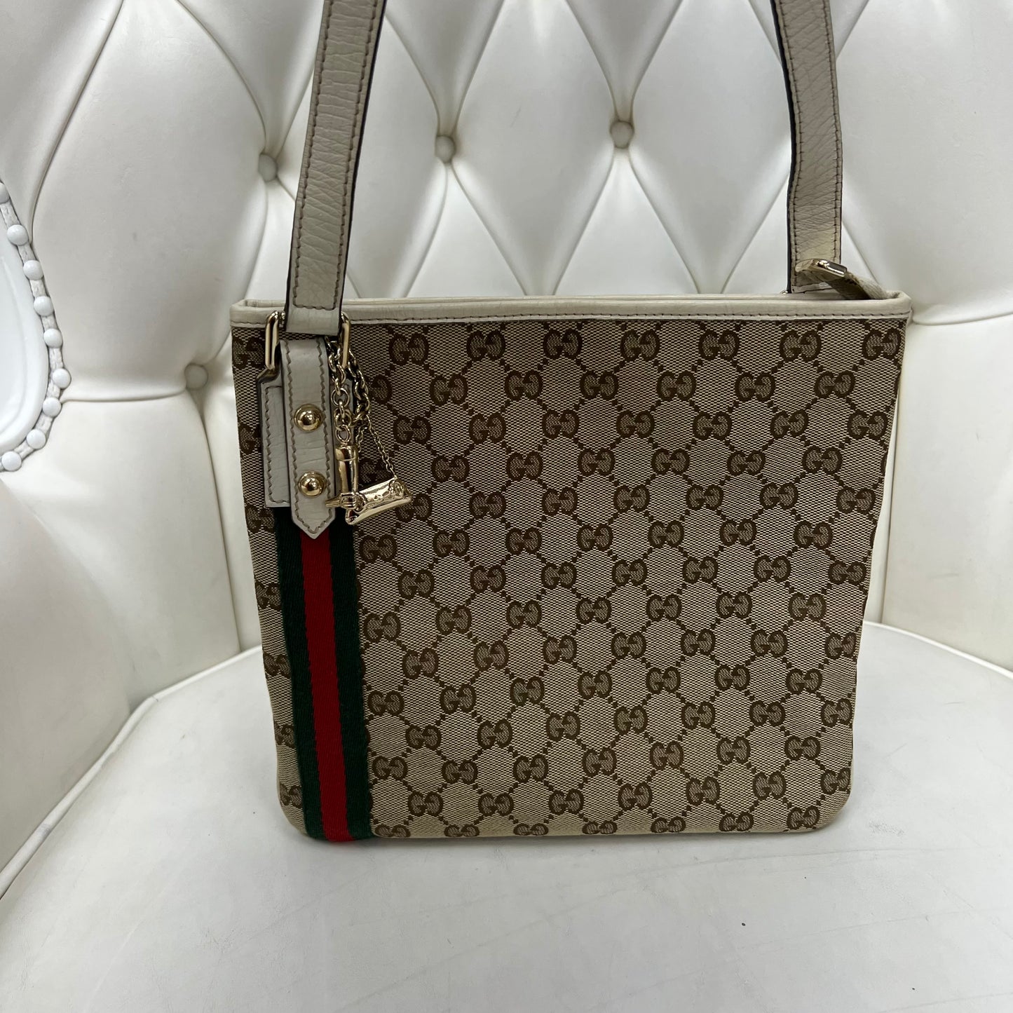 Gucci Monogram Web Jolicoeur Charms Messenger Bag