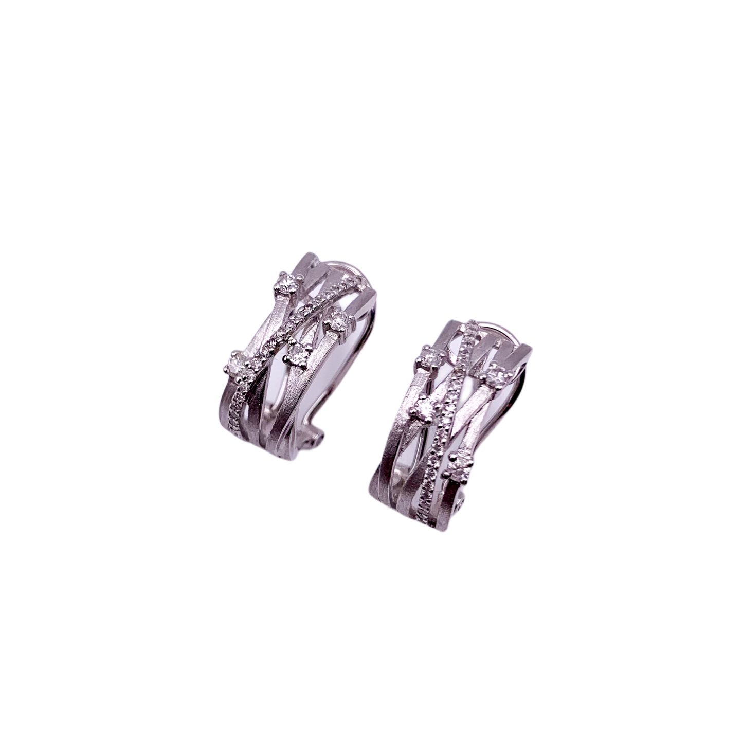 14k White Gold Diamond Huggie