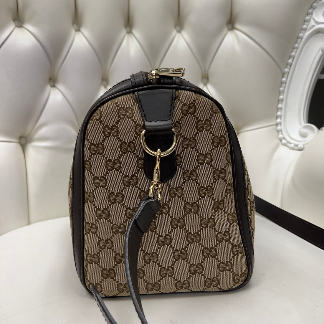 Gucci GG Canvas Web Boston Bag