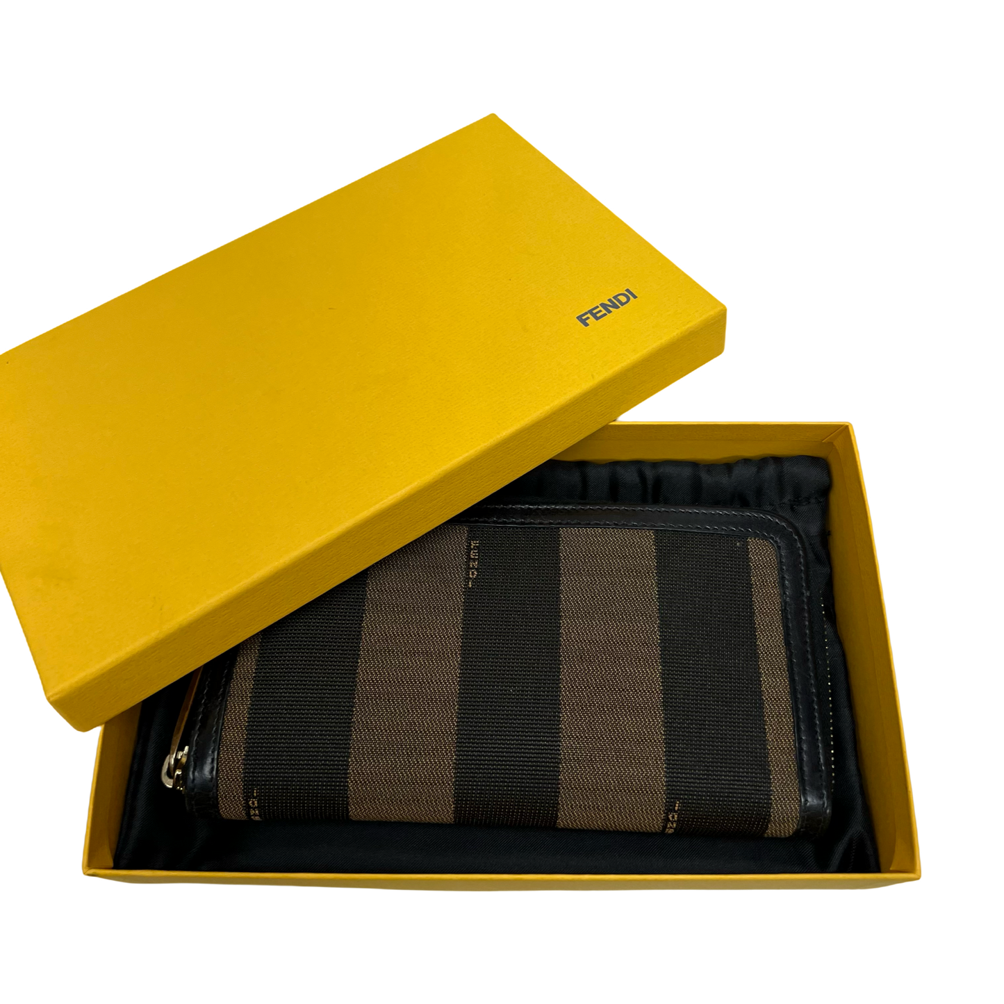 Fendi Striped Canvas Zip Around Wallet