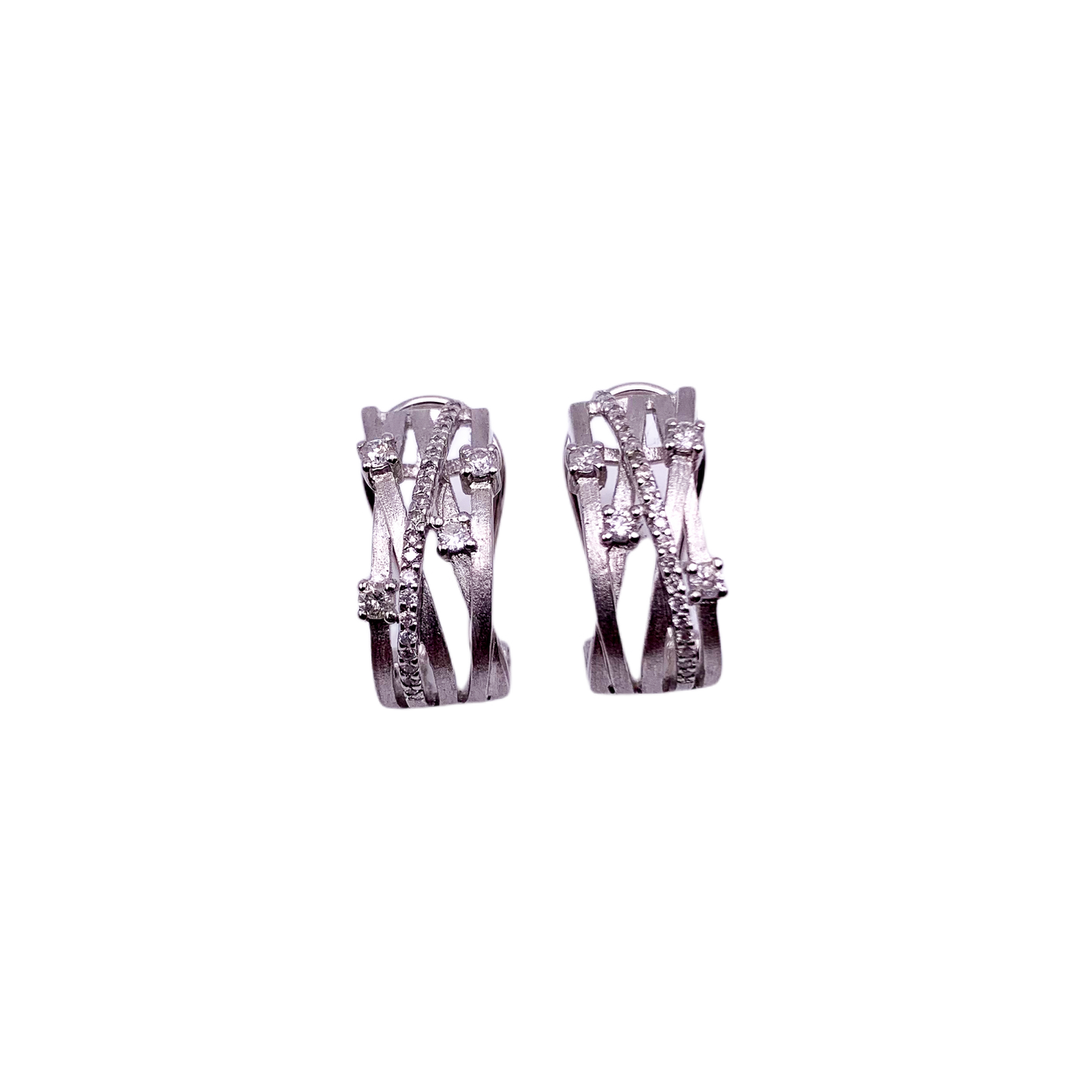 14k White Gold Diamond Huggie