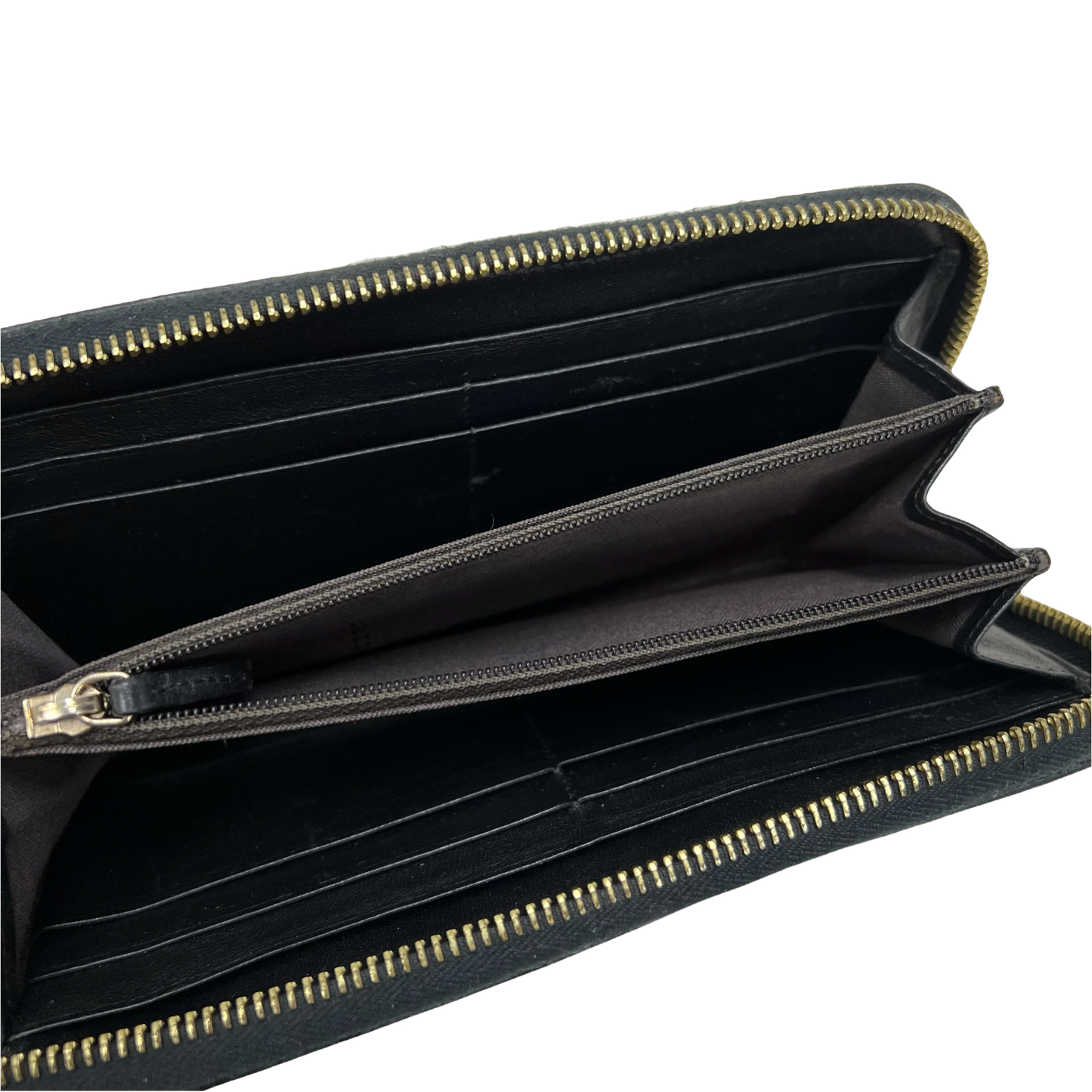Fendi Striped Canvas Zip Around Wallet