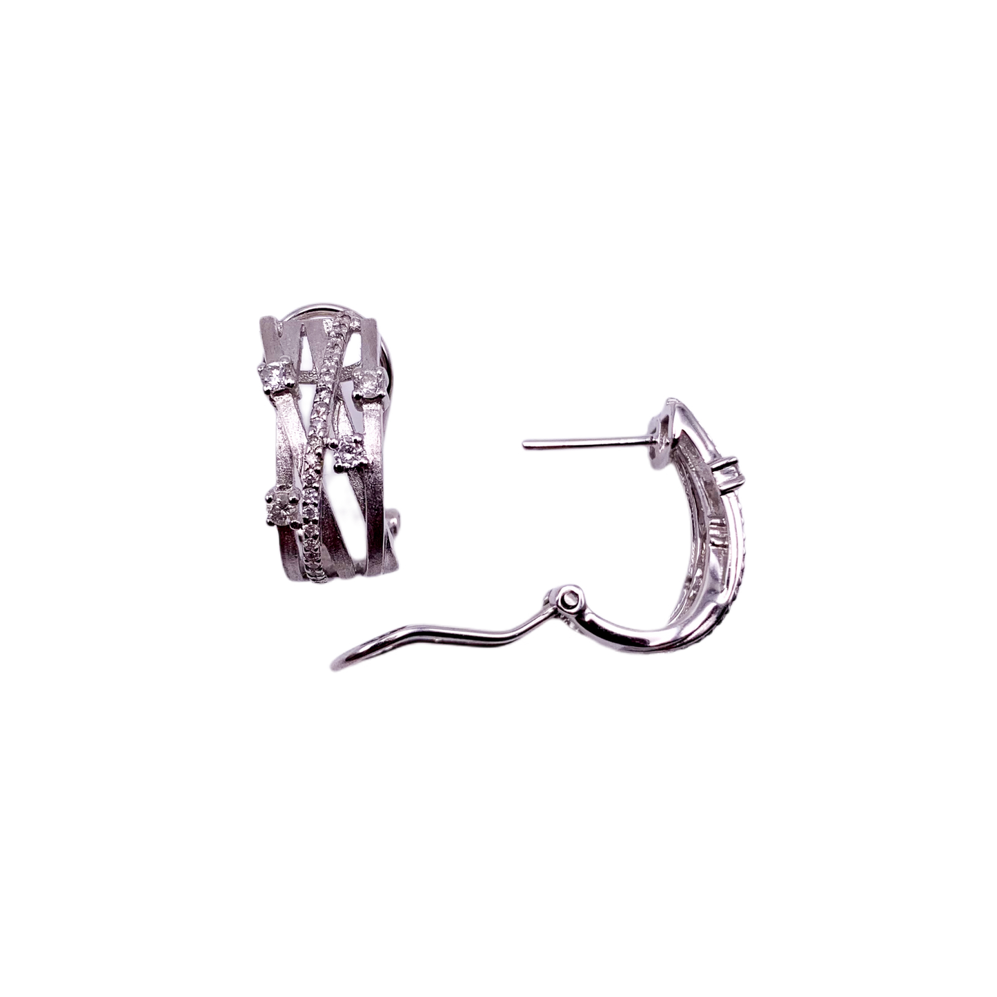 14k White Gold Diamond Huggie