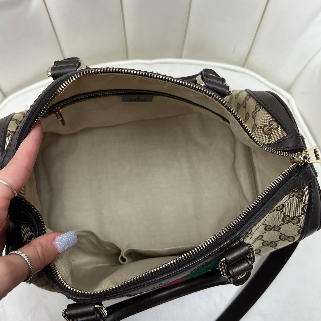 Gucci GG Canvas Web Boston Bag