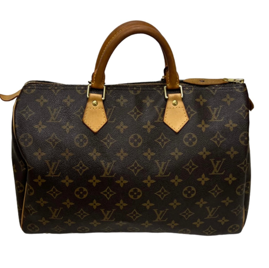 Louis Vuitton Speedy Monogram 35 with Lock and Key Set 221072 Brown Coated  Canvas Weekend/Travel Bag, Louis Vuitton