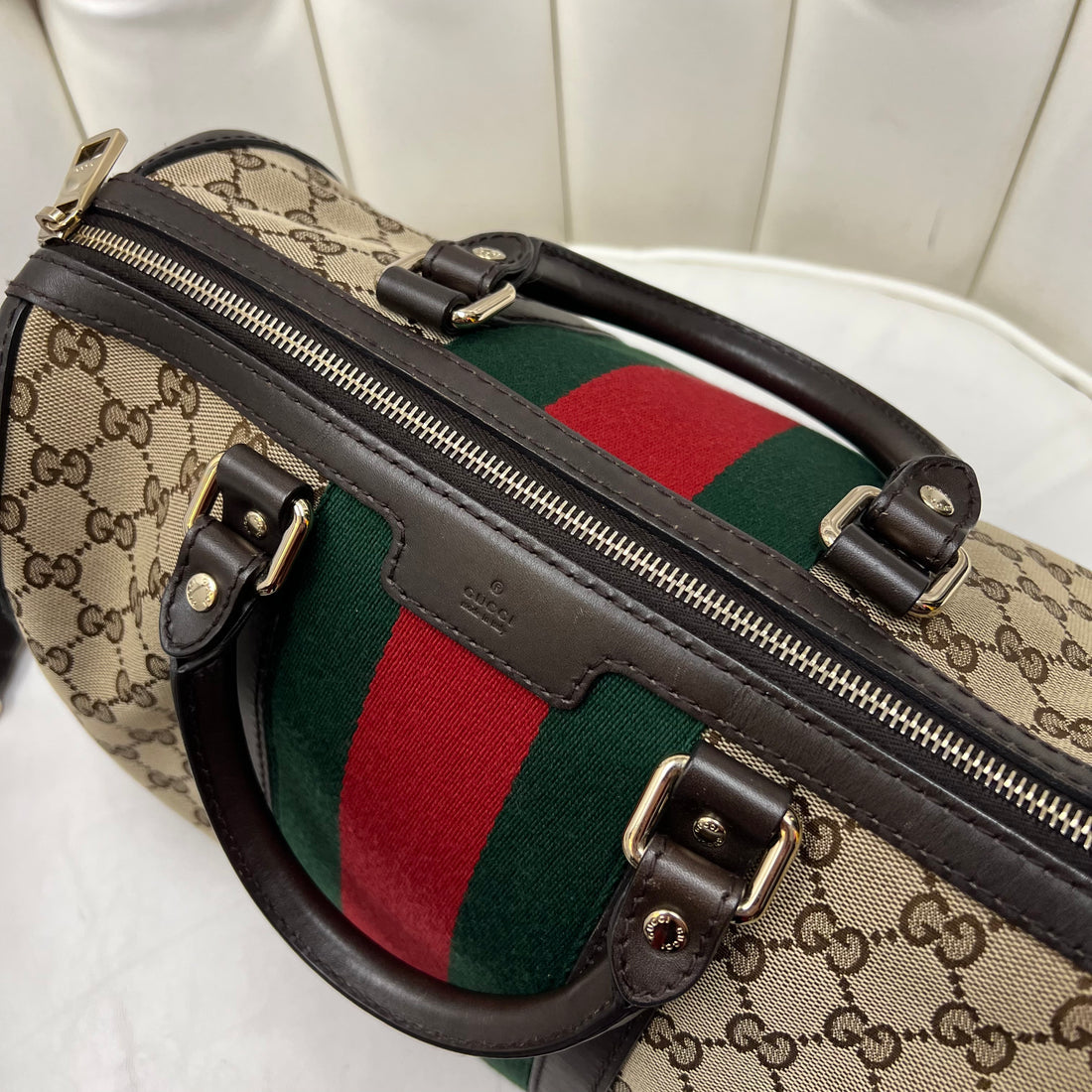 Gucci GG Canvas Web Boston Bag