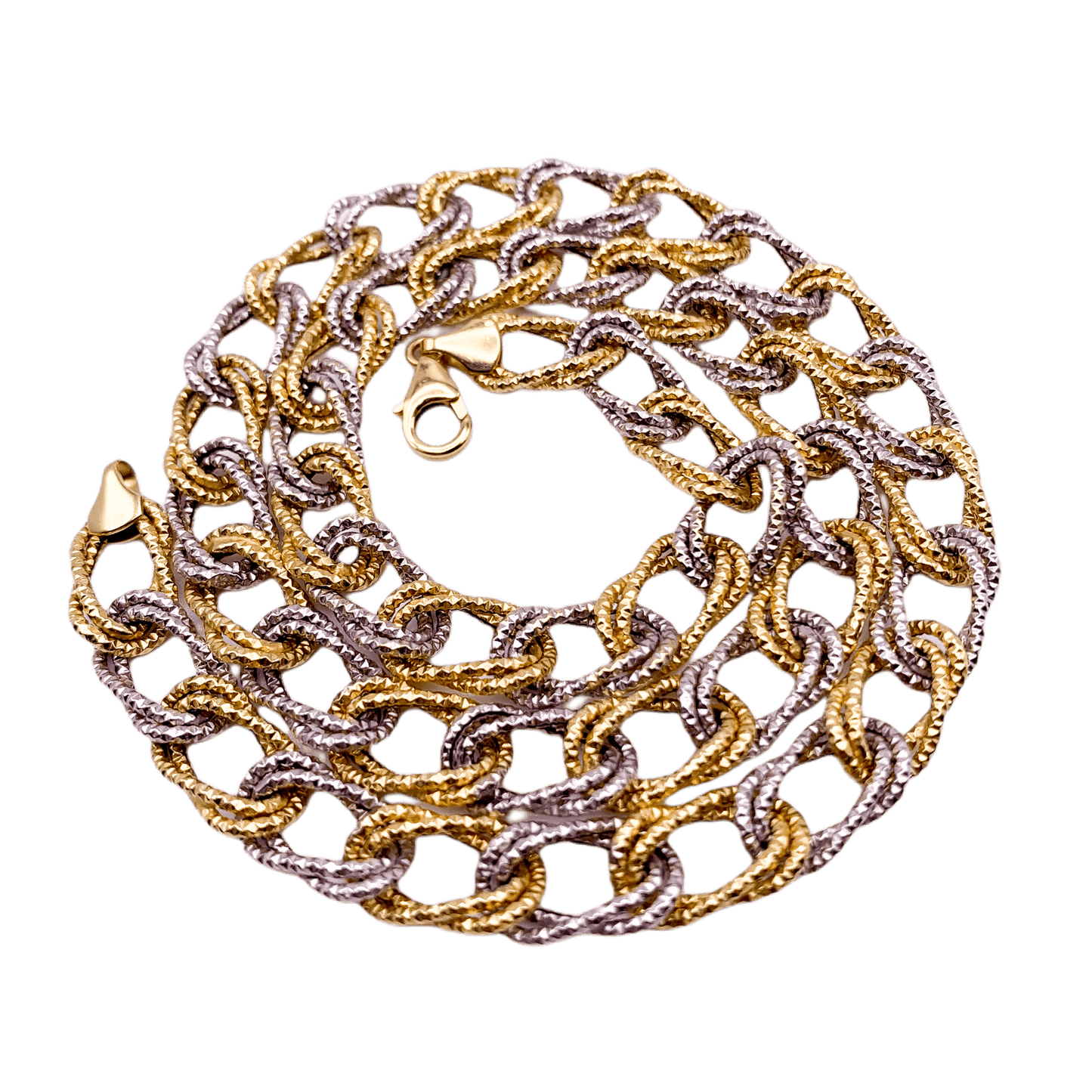 14k White and Yellow Gold Double Link Chain