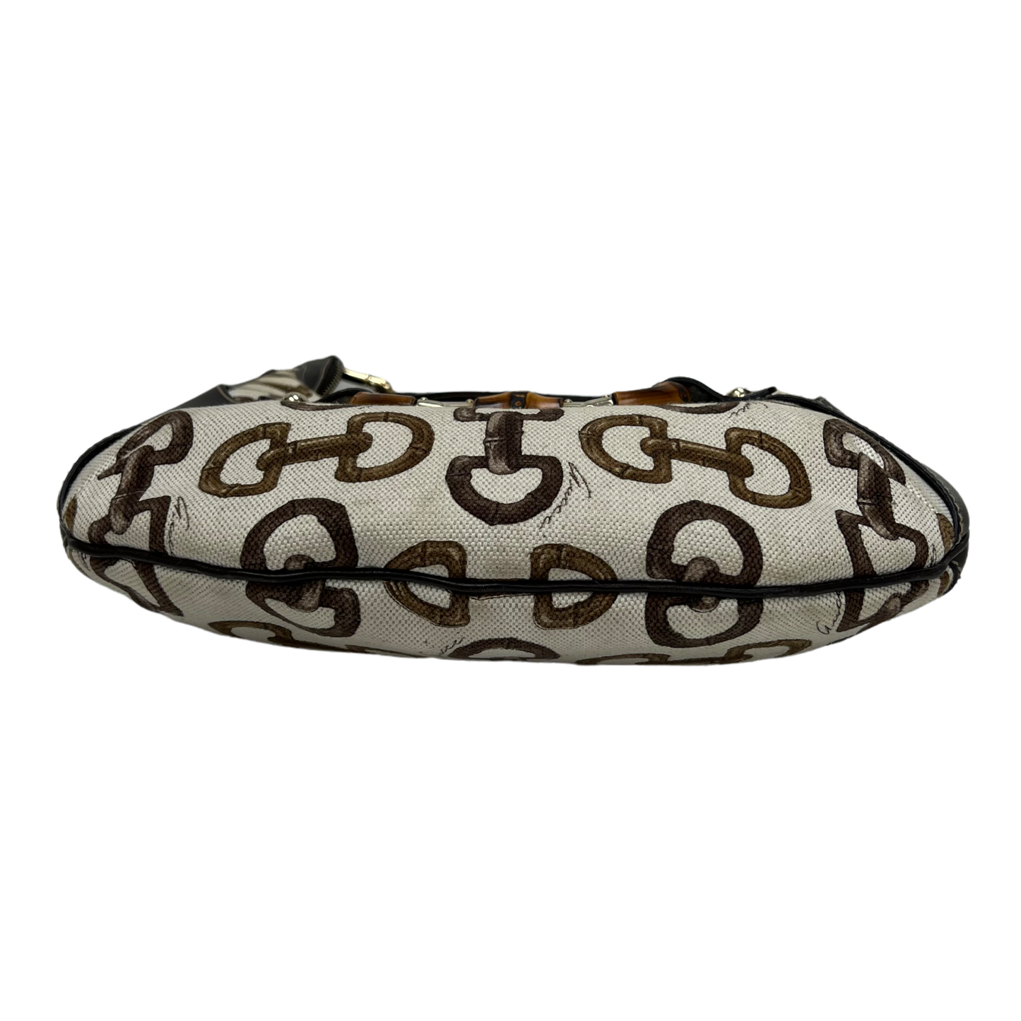 Gucci Canvas Bamboo Horsebit Print Amalfi Hobo