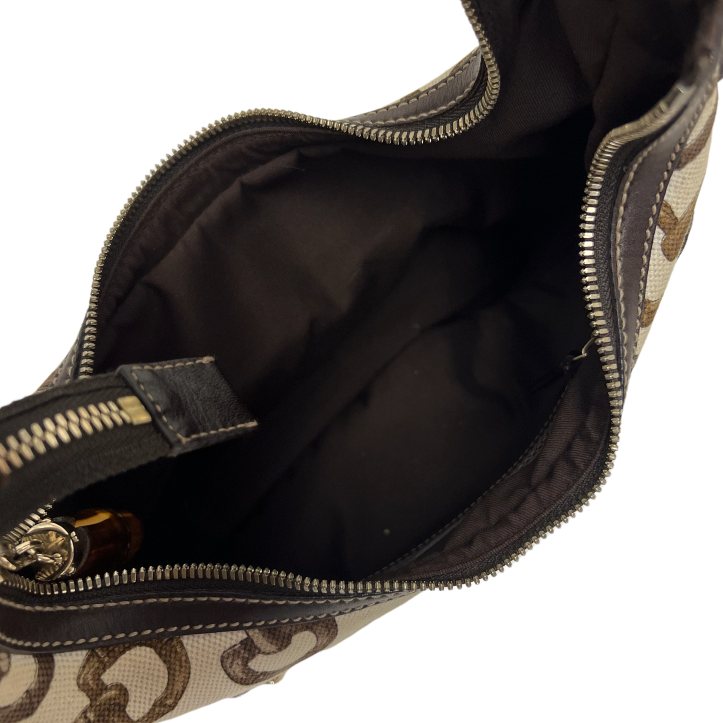 Gucci Canvas Bamboo Horsebit Print Amalfi Hobo