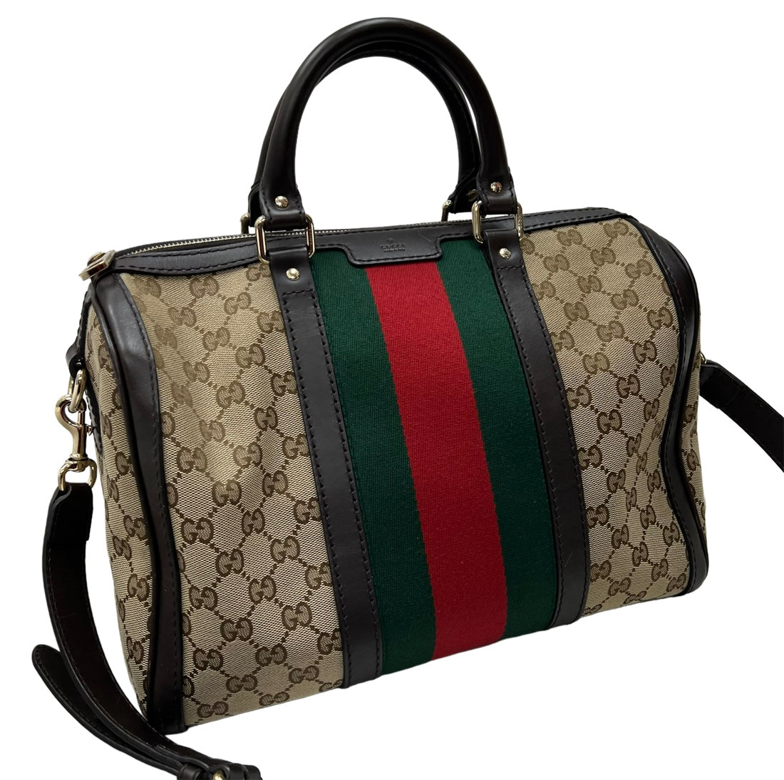 Gucci GG Canvas Web Boston Bag