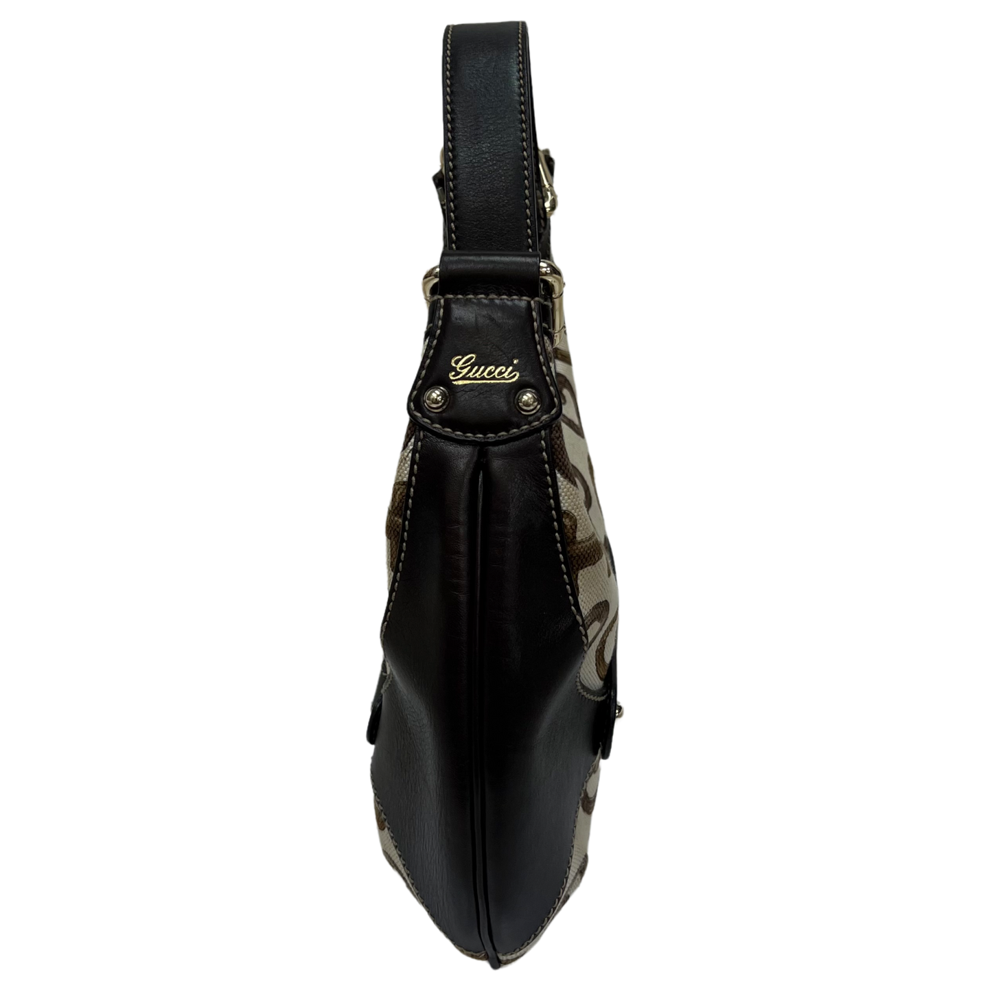 Gucci Canvas Bamboo Horsebit Print Amalfi Hobo