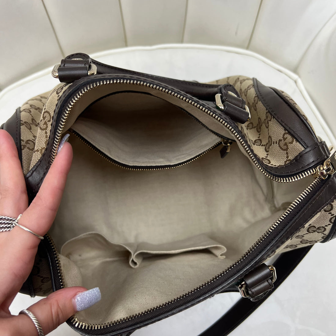 Gucci GG Canvas Web Boston Bag