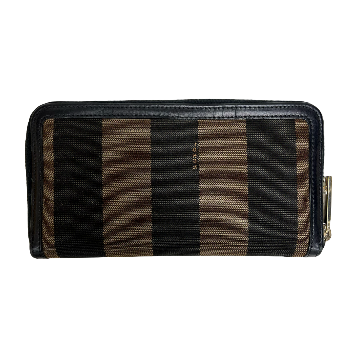 Fendi Striped Canvas Zip Around Wallet