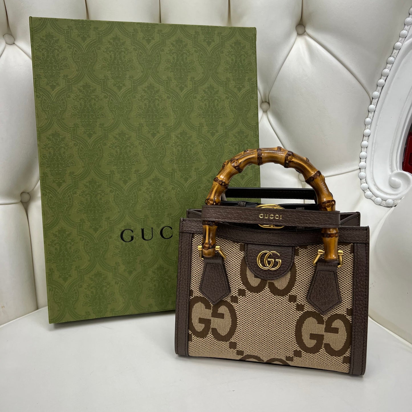 Gucci Diana Jumbo GG Mini Ophidia Tote