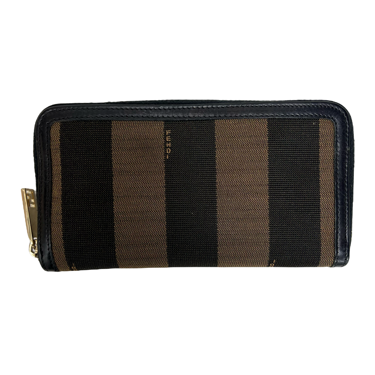 Fendi Striped Canvas Zip Around Wallet