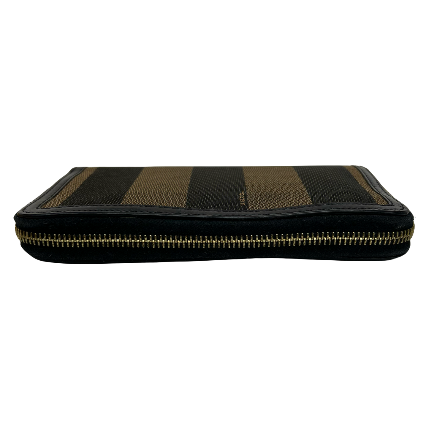 Fendi Striped Canvas Zip Around Wallet