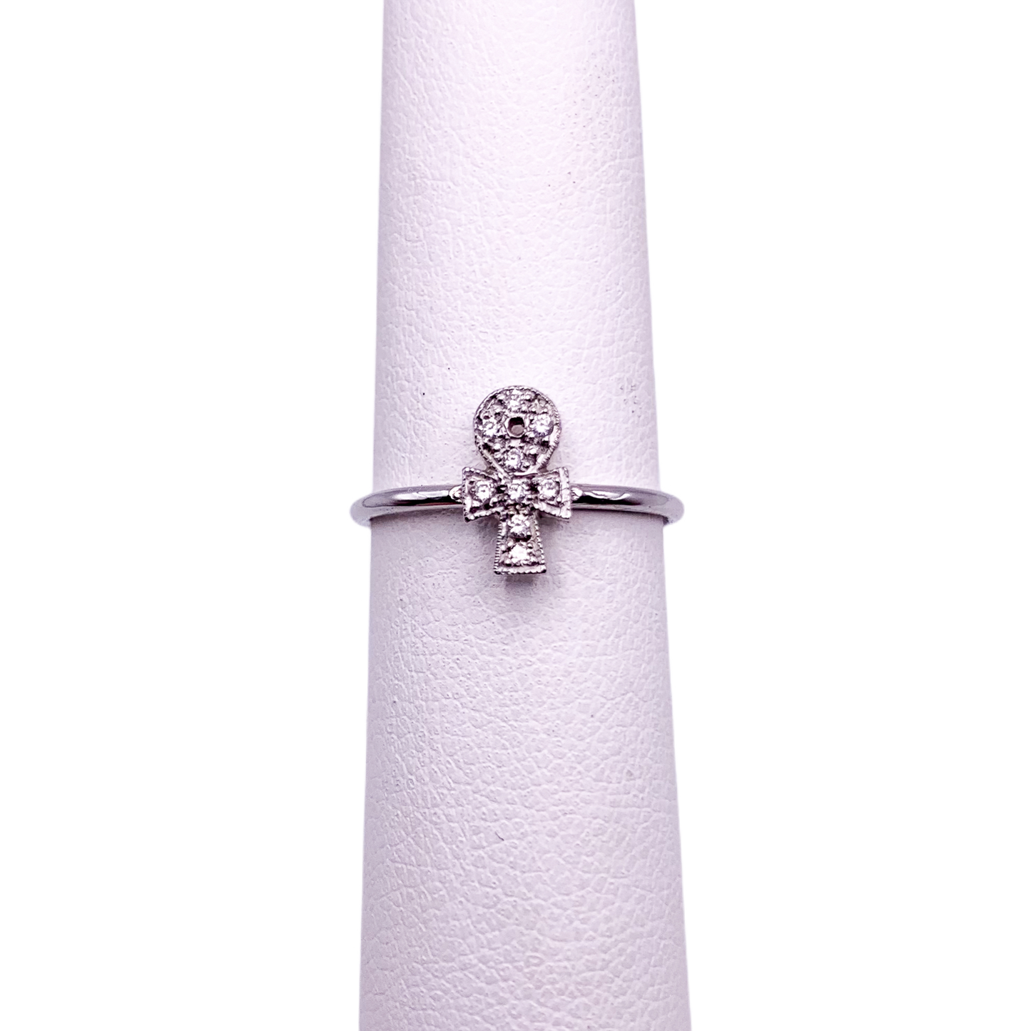 10k White Gold Ankh Cross Ring