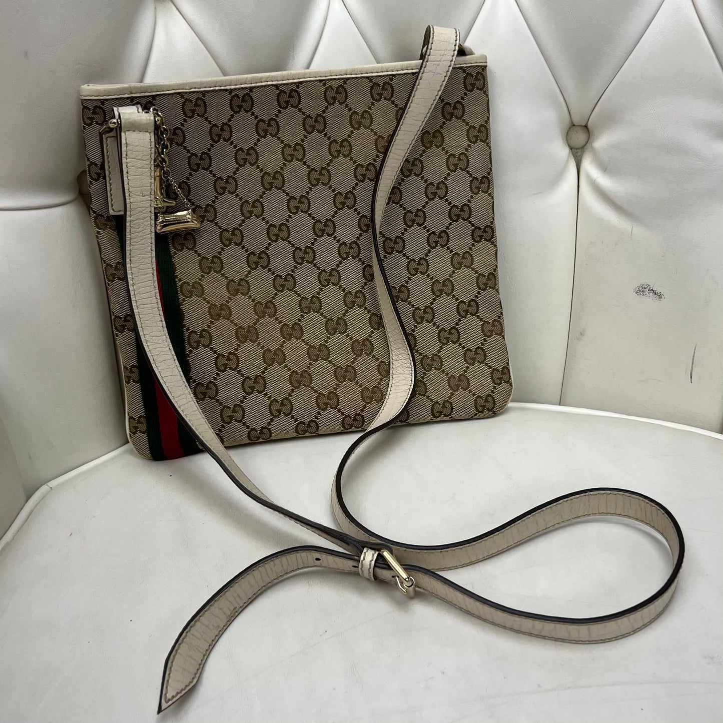 Gucci Monogram Web Jolicoeur Charms Messenger Bag