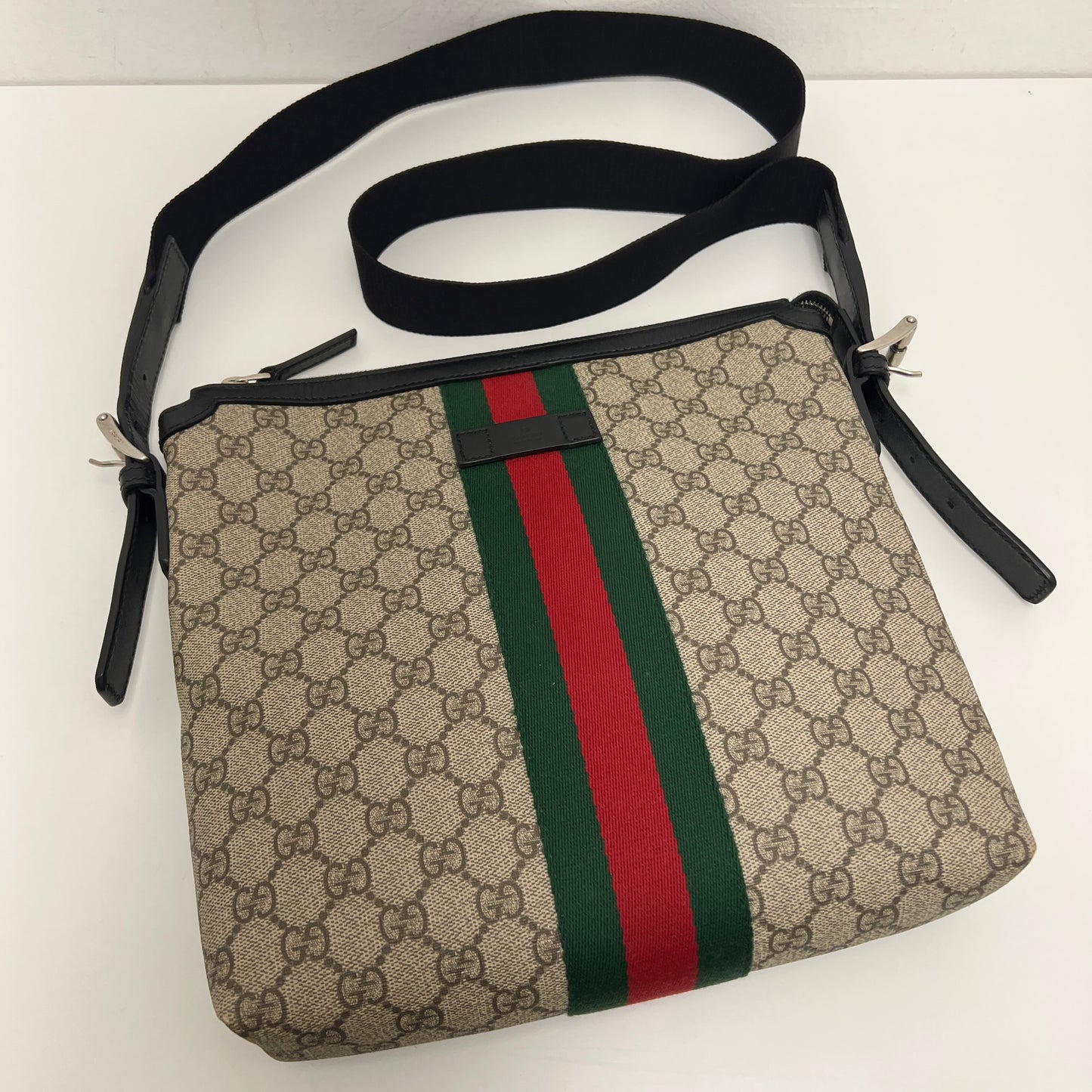 Gucci GG Supreme Web Messenger Crossbody Bag