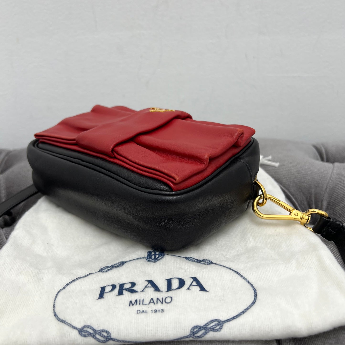 Prada Fiocco Bow Leather Crossbody Bag