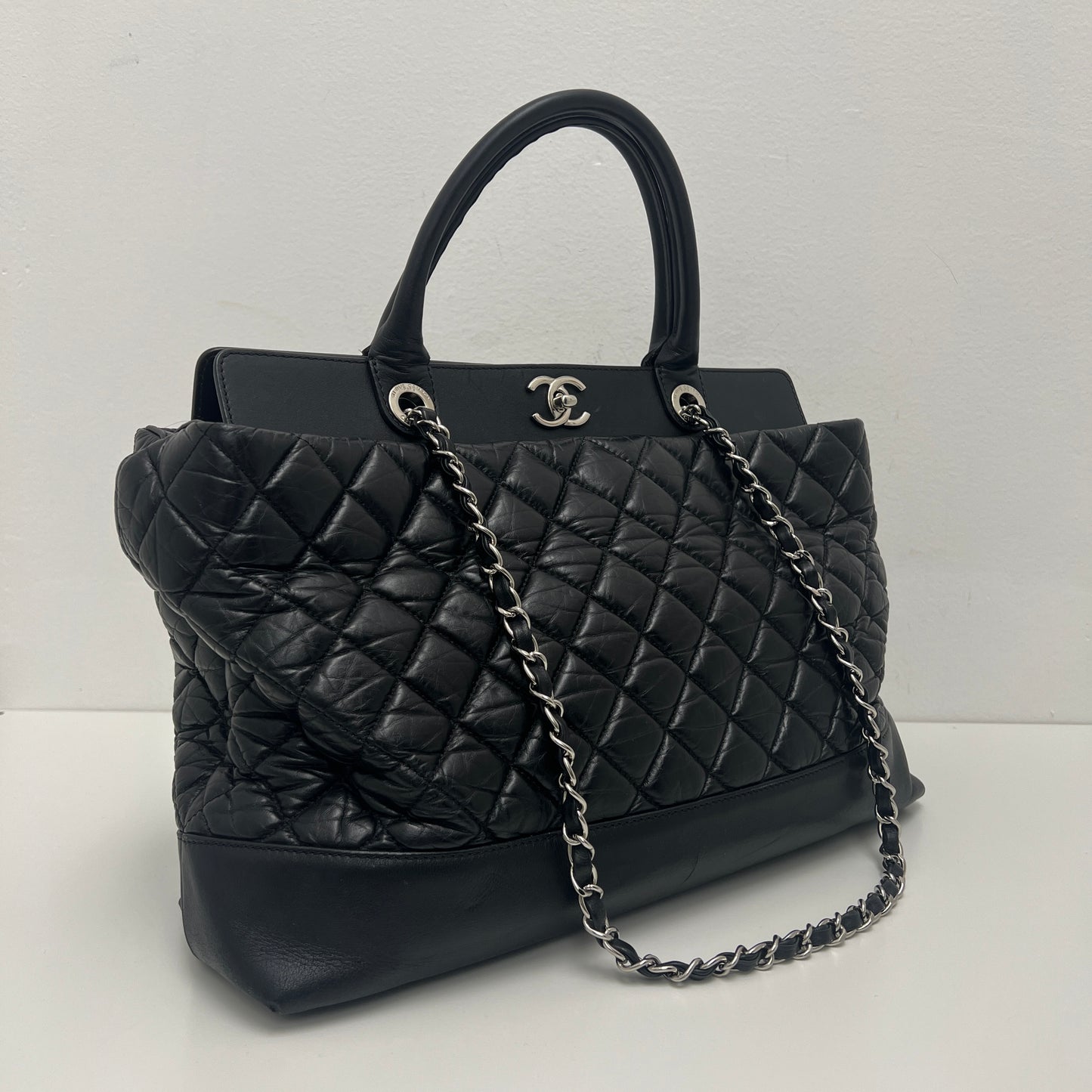 Chanel Lambskin Caviar Quilted Bi Coco Large Shopper Tote Black