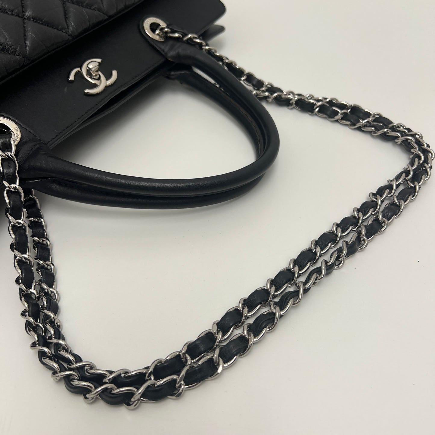 Chanel Lambskin Caviar Quilted Bi Coco Large Shopper Tote Black