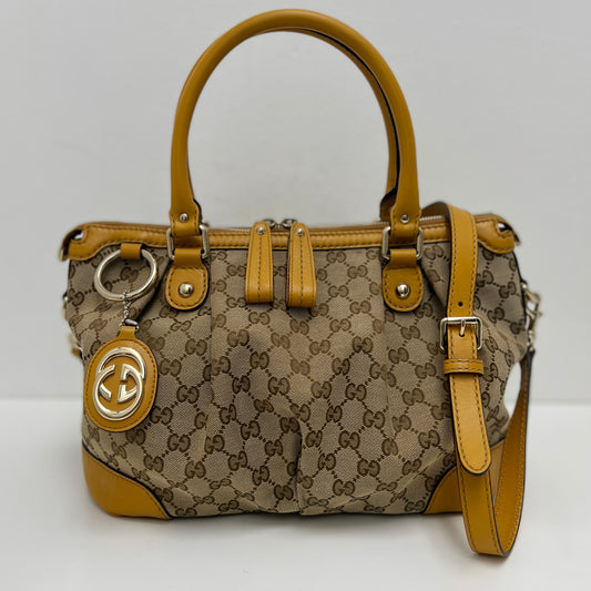 Gucci Sukey Top Handle Satchel Crossbody Bag Marigold
