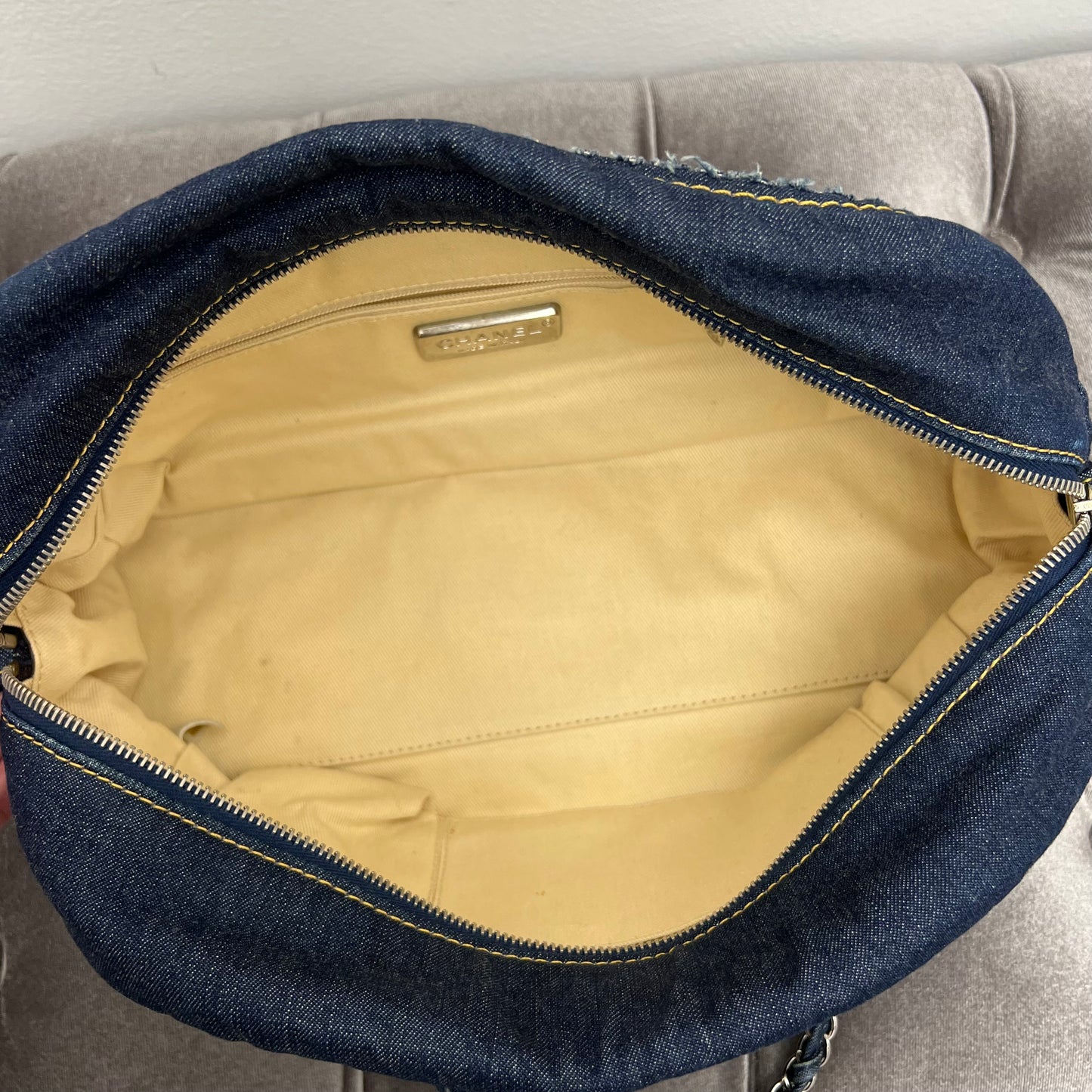 Chanel Blue Denim Bowling Bag