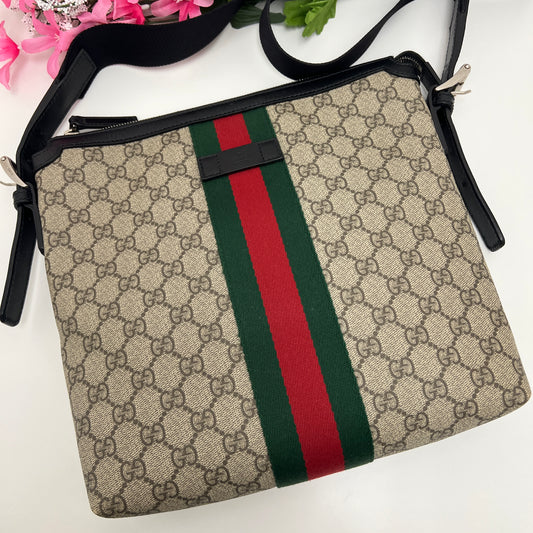 Gucci GG Supreme Web Messenger Crossbody Bag