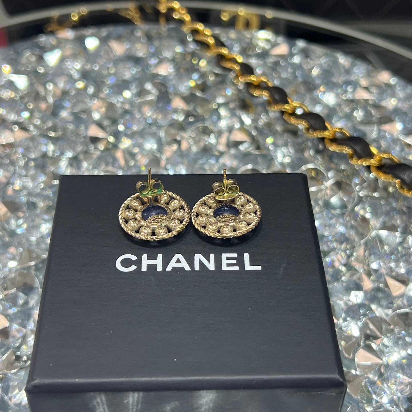 Chanel CC Round Vintage Earrings with Box