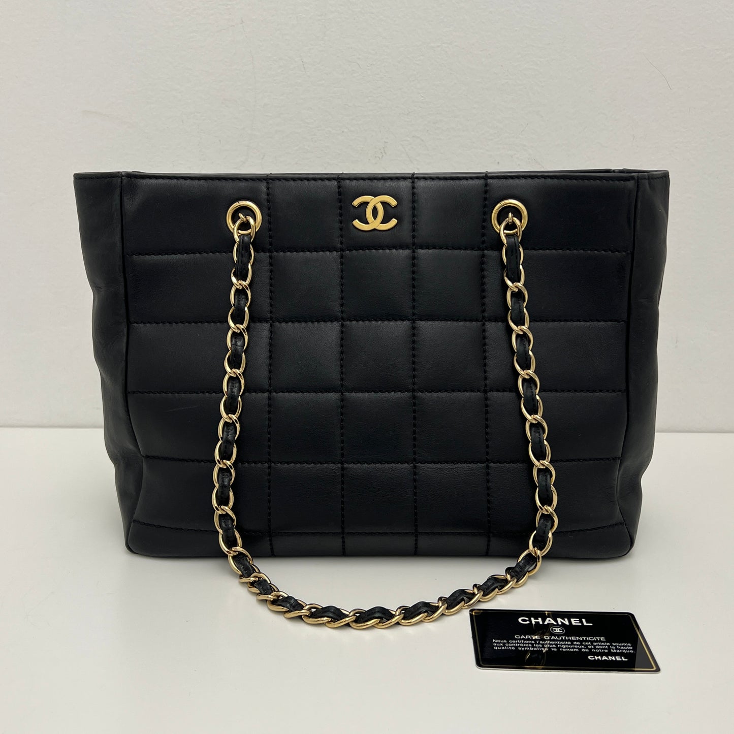 Chanel Chocolate Bar Chain Tote Black, Gold