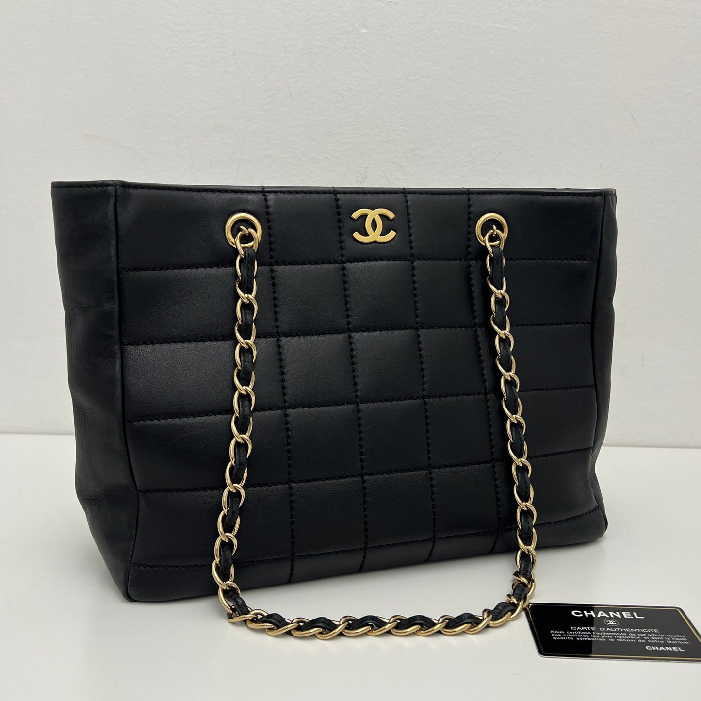 Chanel Chocolate Bar Chain Tote Black, Gold